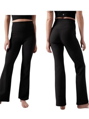 Athleta Salutation Stash Rib Flare Pants in Black Size Small